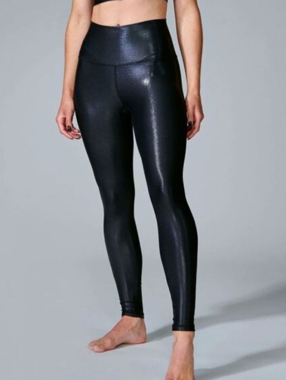 NWOT Electric Yoga Black Faux Snake Skin Activewear Leggings